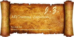 Jánossy Zebulon névjegykártya